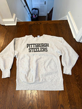 Champion NFL Pittsburgh Steelers Gray Crewneck Sweatshirt Size L reverse weave  picture