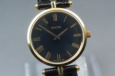 [Near MINT] GUCCI 2000M 30mm Black Dial Gold Quartz Men's Watch From JAPAN picture