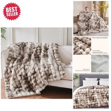 Luxurious 50x60 Faux Fur Throw Blanket - Ultra-Soft, Warm, Bubble Brown Tie Dye picture