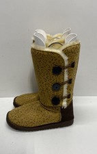 UGG Bailey Button Triplet Leopard Print Sheepskin Boots Women's Size 7 picture