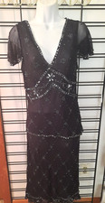 adrianna papell two piece silk cocktail evening dress black sequins size 10 picture