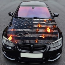 Flaming American Flag Car Hood Wrap Vinyl Decal Custom Graphic Fit Truck SUV picture