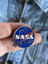 NASA Logo  Silver Plated Enamel Pin picture