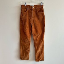 Everlane Tan Brown Baby Cord Cheeky Corduroy High Waist Straight Leg Pants Sz 26 picture