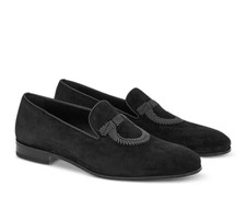 NiB Salvatore Ferragamo Men's Libero Gancio Suede Black Loafers Size 9 FLD221 picture