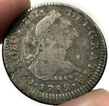 1782 Mo Mexico Silver 1 Real Charles III Mexico City Mint Coin picture