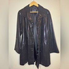 Vericci Leather Jacket Womens Large Black Shimmer Metallic Genuine Leather Coat picture