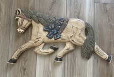 1929 Folk Art Carved Horse Wall Decor Original Paint 24