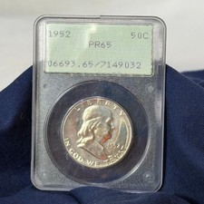 90% Silver Proof Coin 1952 Ben Franklin Half Dollar PCGS PR65 picture