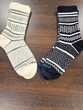 Bombas Fair Isle Half Calf Socks Black & Cream Medium. New picture