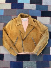 Vintage 60s Jet Pla Montana Cropped Brown Suede Leather Moto Jacket Rockabilly picture