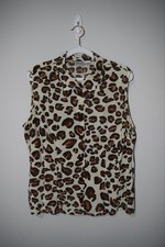 Apart Y2K Vintage 100% Silk Leopard Print Sleeveless Button Down Y2K Glam picture