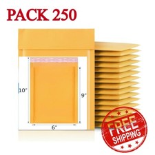 Lote de 250 Unidades de Sobres acolchados con Burbuja Kraft Tamaño 6x9 Pulgadas picture