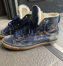 DIESEL Denim Boar Lining High-Top Sneakers Men’s US9 27cm Vintage Used picture