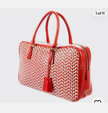 Prada Red & White Check Satchel/Top Handle Bag Zip, Gold Hardware, Tag picture
