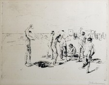 MAX LIEBERMANN ART GERMAN IMPRESSIONIST BOYS BATHING ETCHING 1906 MUSEUM QUALITY picture