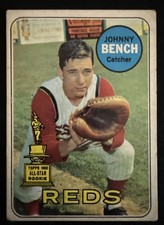1969 Topps #95 Johnny Bench Cincinnati Reds Baseball Card VG - Centered - Nice picture