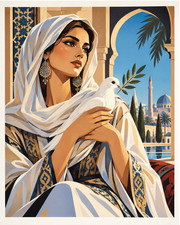 ALEXANDER DULAC | MY ARABIC PEACE WOMAN Hand Signed Authentic COA/AP FRAMED picture