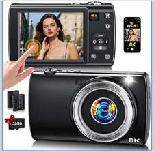 2026 8K WiFi Digital Camera 88MP Dual Lens, Touch Screen, Autofocus, Black picture