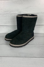 UGG Australia Women's 8 Classic Black Cream Polka Dot 78 Shearling Lined Boots picture