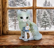Fenton Gift Shop Limited Edition Cat Snowman Winter Theme Kim Barley Artist #10 picture