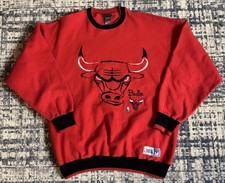 Vintgae 90s Chicago Bulls Big Logo Embroidered NBA Sweatshirt M Michael Jordan picture