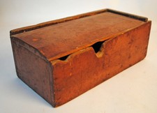 ANTIQUE CANDLE BOX, ORIGINAL RED PAINT, SLIDE COVER LID, 1820s picture