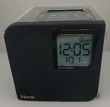 iHome iH120B Black Clock Radio Dock Stereo Speakers Alarm FM/AM iPod9 Tested  picture