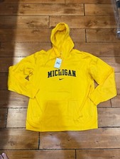 NIKE UNIVERSITY MICHIGAN WOOLVERINES FOOTBALL HOODIE SWEATSHIRT YELLOW 2XL NWT picture
