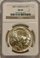 2001 D American Buffalo Silver Dollar NGC MS69 picture