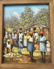 Vintage Haitian Painting by Ernst Louizor  8x10 signed & framed picture