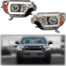 Fits 2012-2015 Toyota Tacoma LED Strip Bar Projector Headlights Headlamps Pair picture