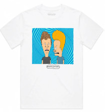Beavis and Butt-Head Trippy White T-Shirt MTV 90s Cartoon Graphic Tee NEW picture