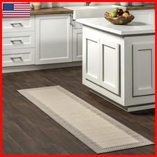 Nuloom Asha Light Grey/Ivory, 2' x 8', Casual, Striped Border, Soft And Cozy picture