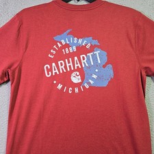 CARHARTT Michigan Shirt Mens Medium Red Pocket Tee Outdoor Casual Relaxed NWT picture