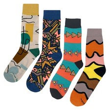 NWT Abstract Pattern #2 Dress Socks 4 Pack Novelty Men 8-12 Crazy Fun Sockfly picture