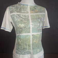 True Vtg. 70s Montgomery Ward Single Stitch Folk Poem Photo Collage Guitar Tee  picture