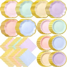 72 Pcs 24 Guests Pastel Plates and Napkins Party Supplies picture