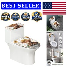 Elegant 2-Piece Highland Cow Toilet Cover Set - Christmas Design with Durability picture