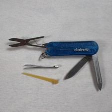 VTG Claire's Blue Angel Pocket Knife Key Chain Tweezers Scissors picture