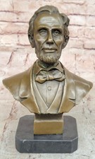 SIGNED VINTAGE ARRIETA PRESIDENT ABRAHAM LINCOLN BUST GENUINE BRONZE ARTWORK picture