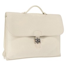 HERMES Sac Adepeche 41 Hand Bag Leather White Silver Auth bs32563 picture