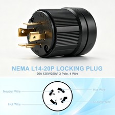 NEMA L14-20P Locking Plug 20A 125/250V Twist Lock Male Generator Connector picture