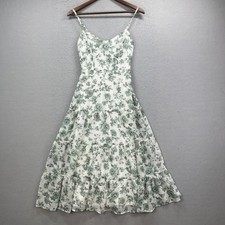 Trixxi Maxi Dress Womens XS White Green Floral Tiered Smocked Back Sundress Boho picture