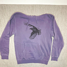 Independent Trading Co Flying Raven Purple Graphic Fleece Pullover Hoodie M picture