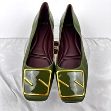 Sarto by Franco Sarto Flexa Leather Square Toe Buckle Flat Women 10 Olive Green picture