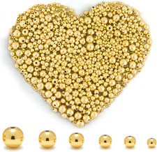 100Pcs 14K Gold Filled Spacer Beads, 2/3/4/5/6/8Mm round Loose Beads for Jewe... picture