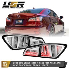 ALL CLEAR Chrome Housing LED Tail Light 4pc For 06-13 Lexus IS250 / IS350 ISF picture