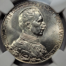 1913 A Germany Silver 2 Marks NGC 63 Prussia Kaiser Wilhelm II Jubilee *V912 picture