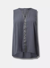 NWT Torrid Gray Embellished Sleeveless High-Low Blouse Size 1 (1X) Chiffon Tank picture